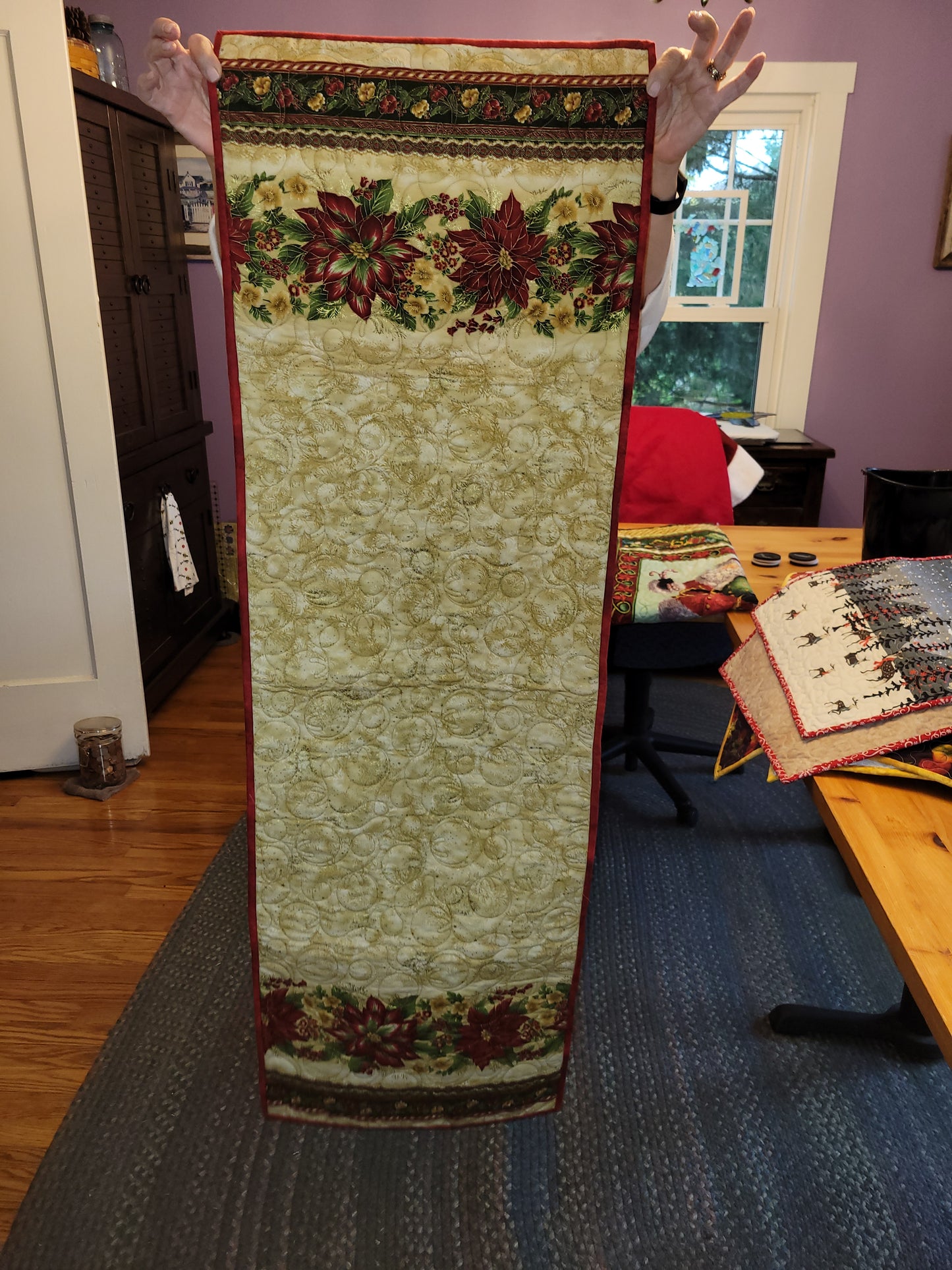 Long Poinsettia Table Runner