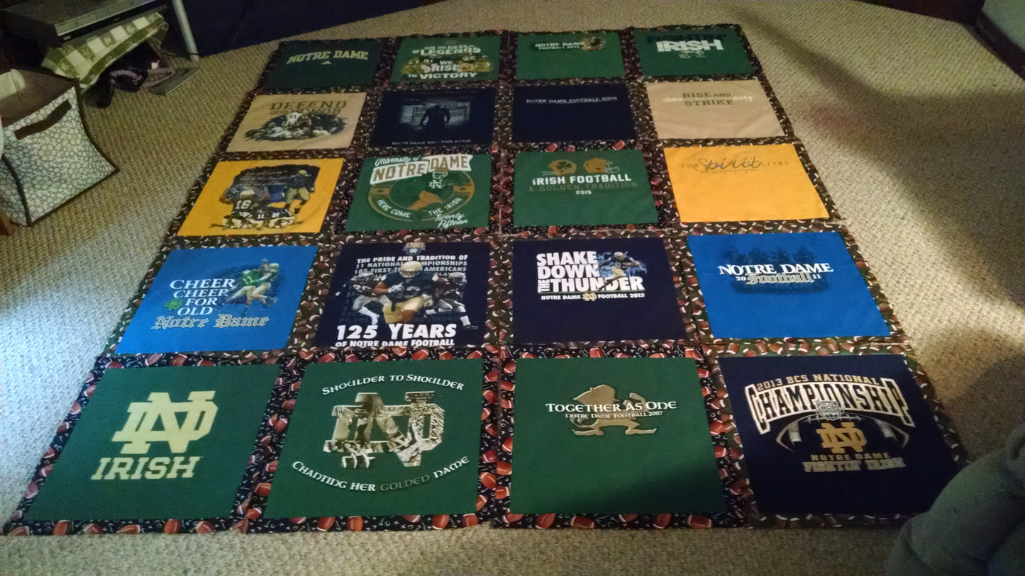 ND Tshirt Quilt -- Sample --- NOT FOR SALE